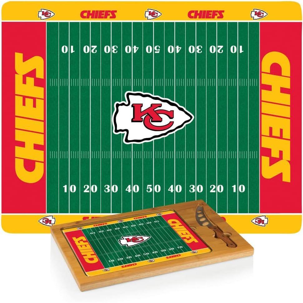 image:imagePICNIC TIME NFL Football Field Icon Glass Top Cutting Board amp Knife Set Parawood amp BambooKansas City Chiefs