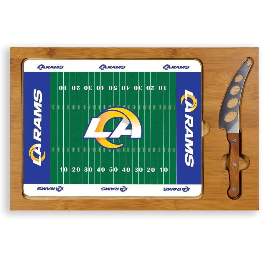 image:imagePICNIC TIME NFL Football Field Icon Glass Top Cutting Board amp Knife Set Parawood amp BambooLos Angeles Rams