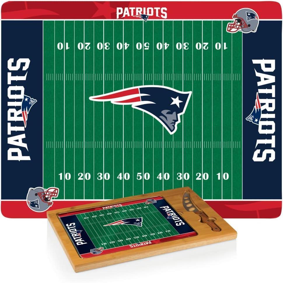 image:imagePICNIC TIME NFL Football Field Icon Glass Top Cutting Board amp Knife Set Parawood amp BambooNew England Patriots