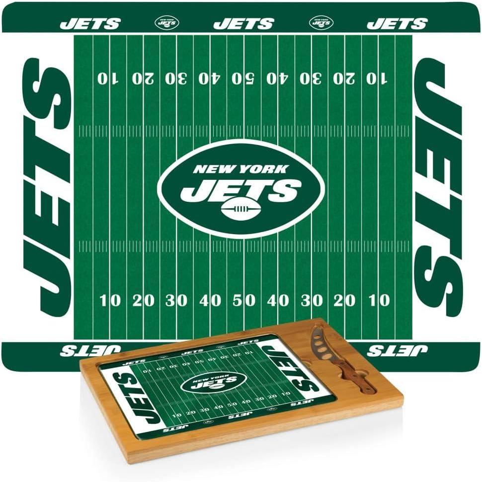 image:imagePICNIC TIME NFL Football Field Icon Glass Top Cutting Board amp Knife Set Parawood amp BambooNew York Jets