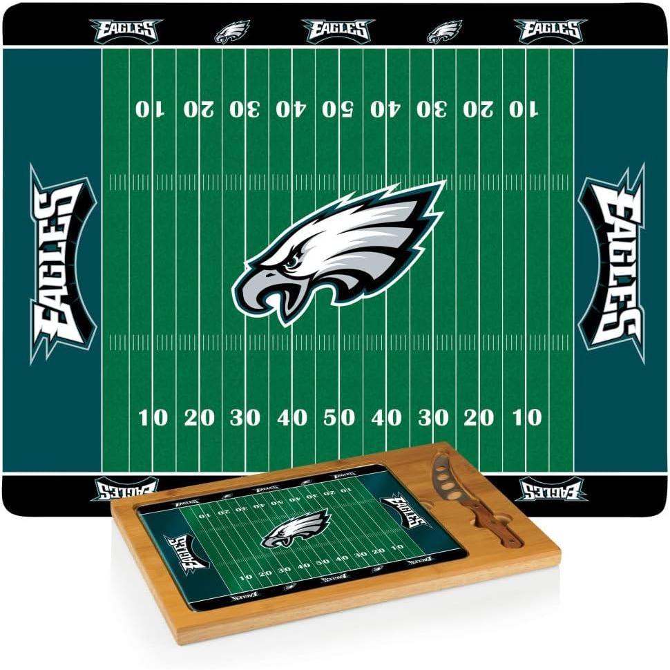 image:imagePICNIC TIME NFL Football Field Icon Glass Top Cutting Board amp Knife Set Parawood amp BambooPhiladelphia Eagles