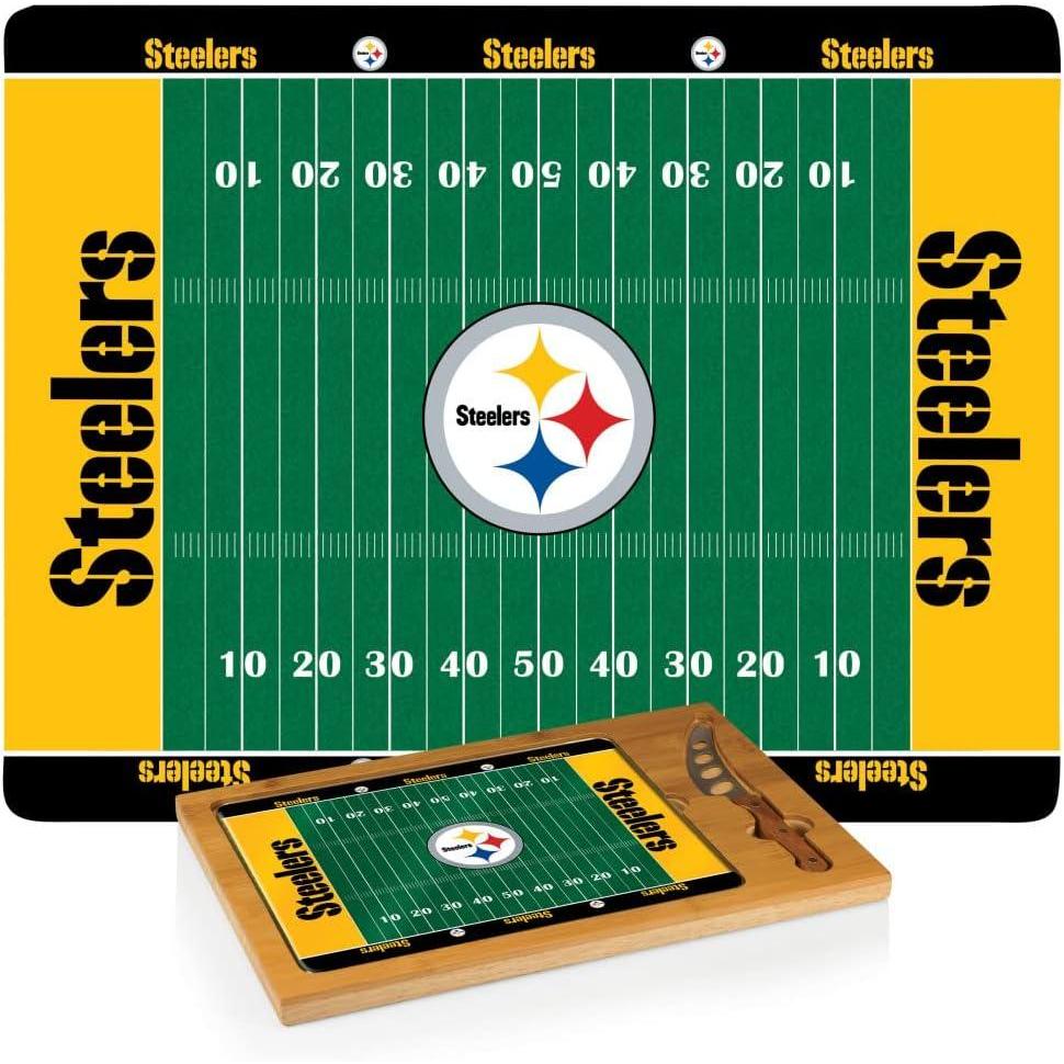 image:imagePICNIC TIME NFL Football Field Icon Glass Top Cutting Board amp Knife Set Parawood amp BambooPittsburgh Steelers