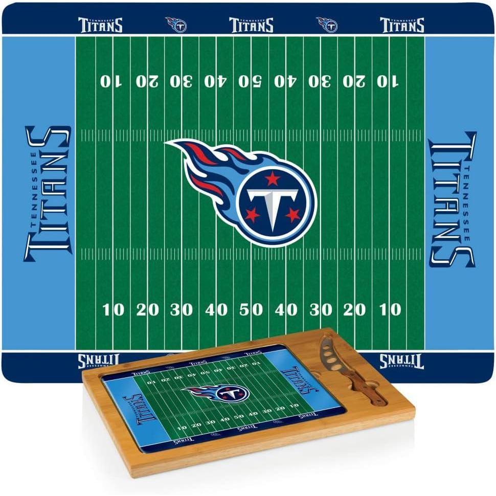 image:imagePICNIC TIME NFL Football Field Icon Glass Top Cutting Board amp Knife Set Parawood amp BambooTennessee Titans