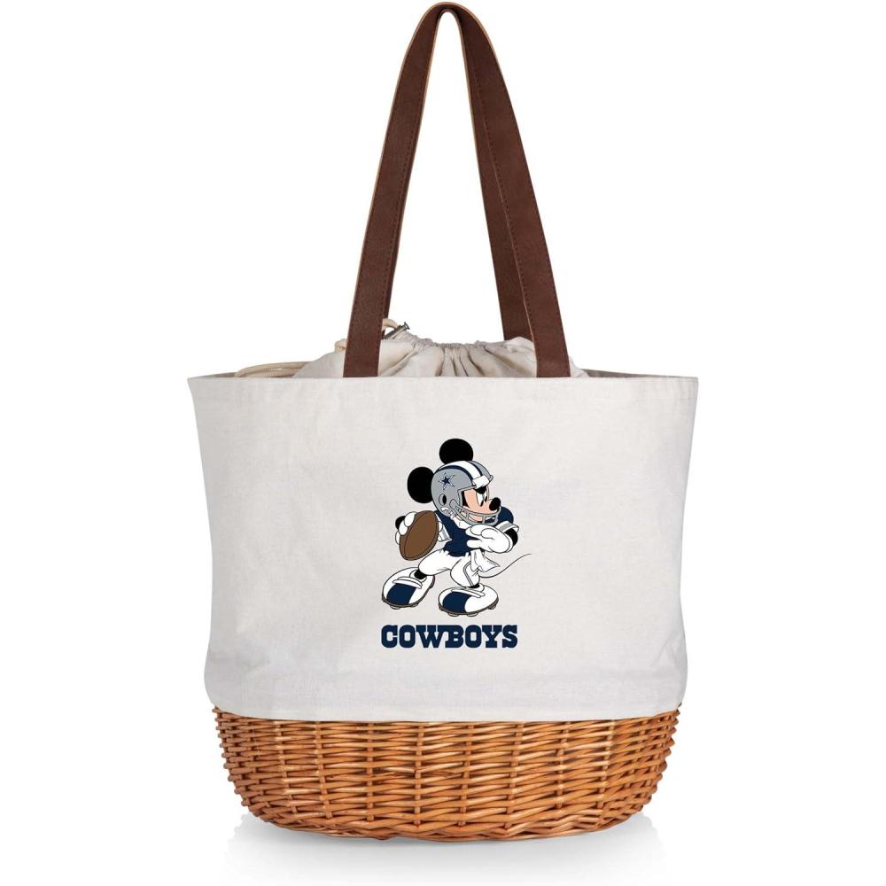 image:imagePICNIC TIME NFL Mickey Coronado Canvas and Willow Basket ToteDallas Cowboys