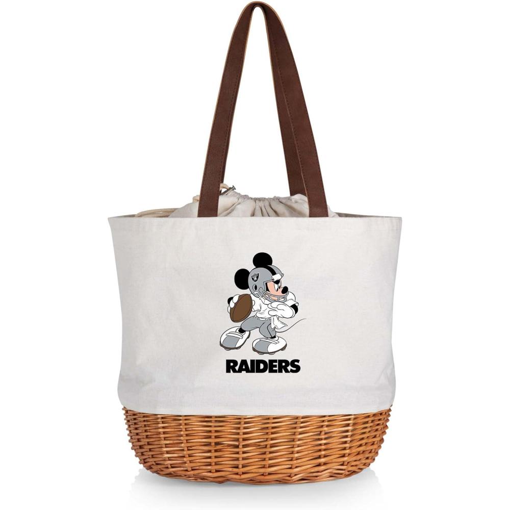 image:imagePICNIC TIME NFL Mickey Coronado Canvas and Willow Basket ToteLas Vegas Raiders