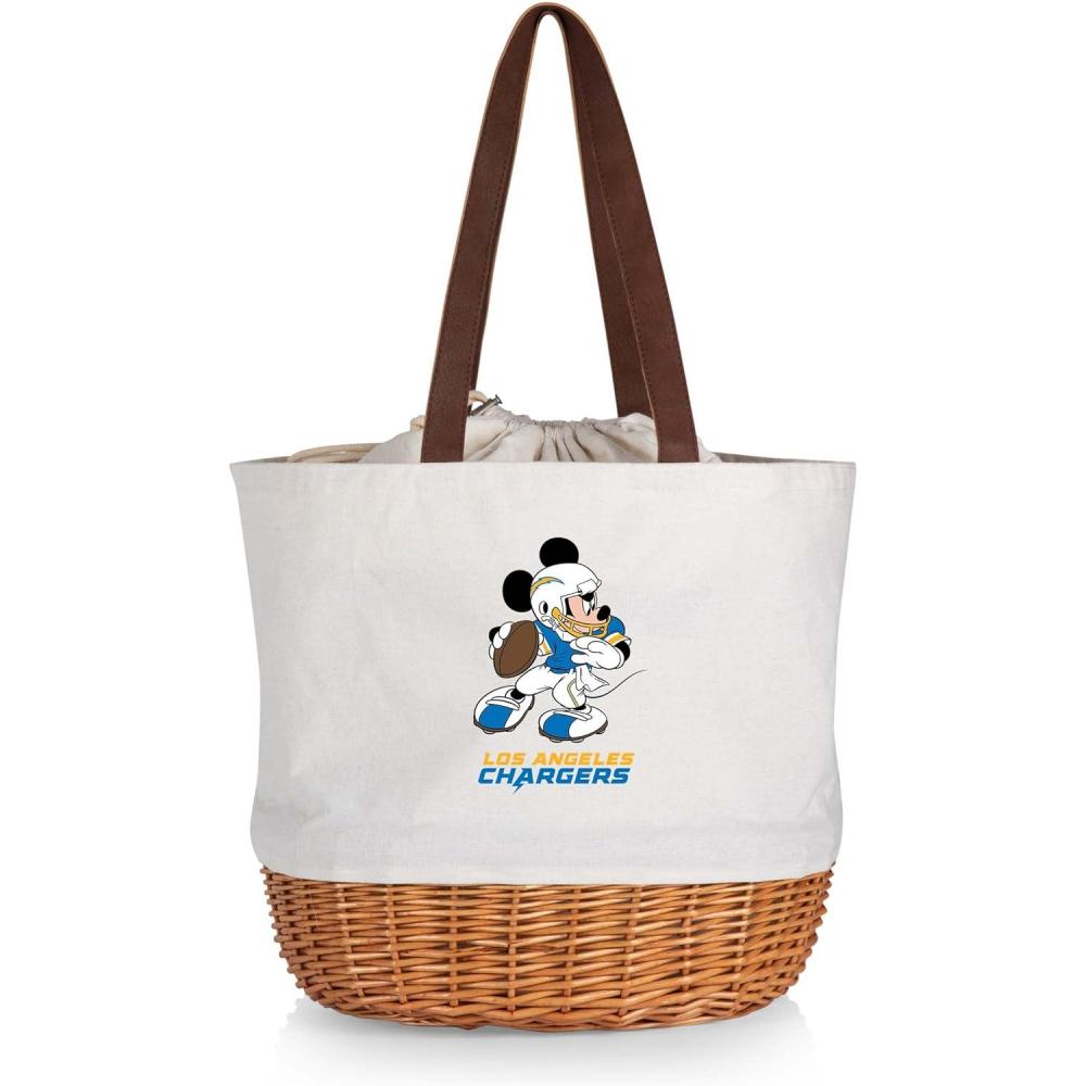 image:imagePICNIC TIME NFL Mickey Coronado Canvas and Willow Basket ToteLos Angeles Chargers