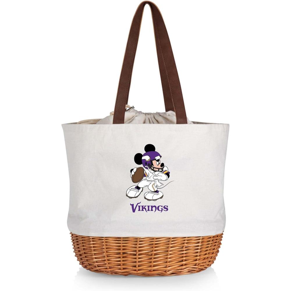 image:imagePICNIC TIME NFL Mickey Coronado Canvas and Willow Basket ToteMinnesota Vikings