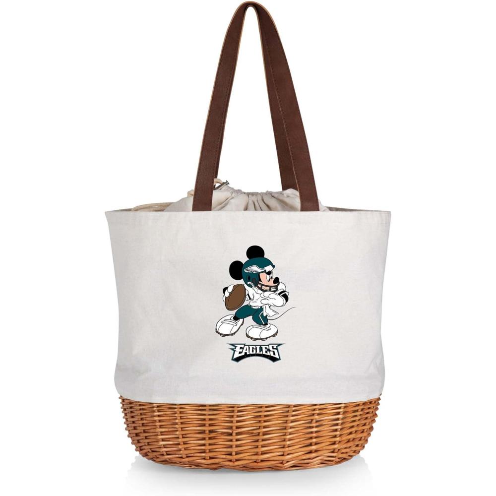 image:imagePICNIC TIME NFL Mickey Coronado Canvas and Willow Basket TotePhiladelphia Eagles