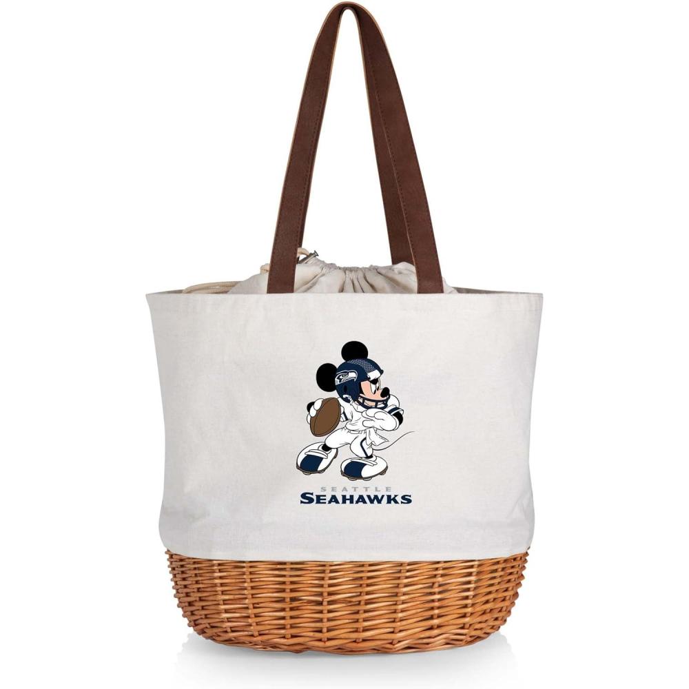 image:imagePICNIC TIME NFL Mickey Coronado Canvas and Willow Basket ToteSeattle Seahawks