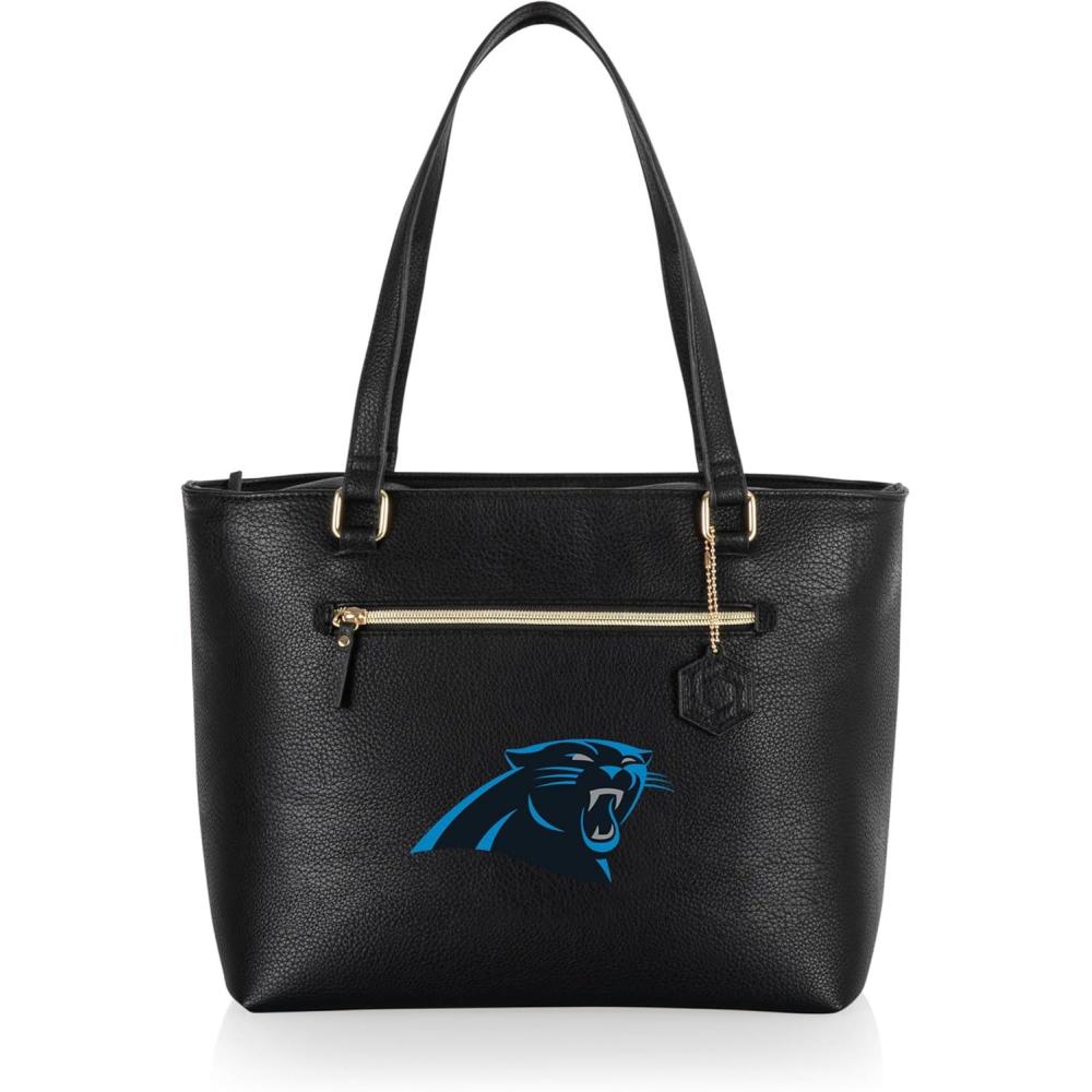 image:imagePICNIC TIME NFL Uptown Cooler Tote Bag Insulated Purse Lunch Bag Stylish Beach Bag Soft Cooler BlackCarolina Panthers