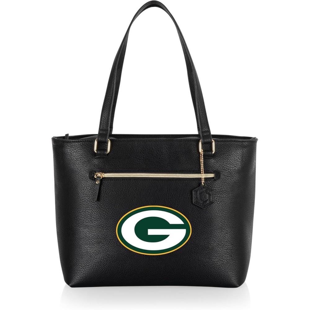 image:imagePICNIC TIME NFL Uptown Cooler Tote Bag Insulated Purse Lunch Bag Stylish Beach Bag Soft Cooler BlackGreen Bay Packers
