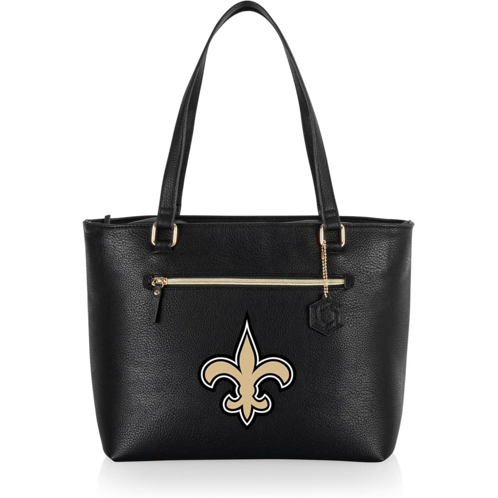 image:imagePICNIC TIME NFL Uptown Cooler Tote Bag Insulated Purse Lunch Bag Stylish Beach Bag Soft Cooler BlackNew Orleans Saints