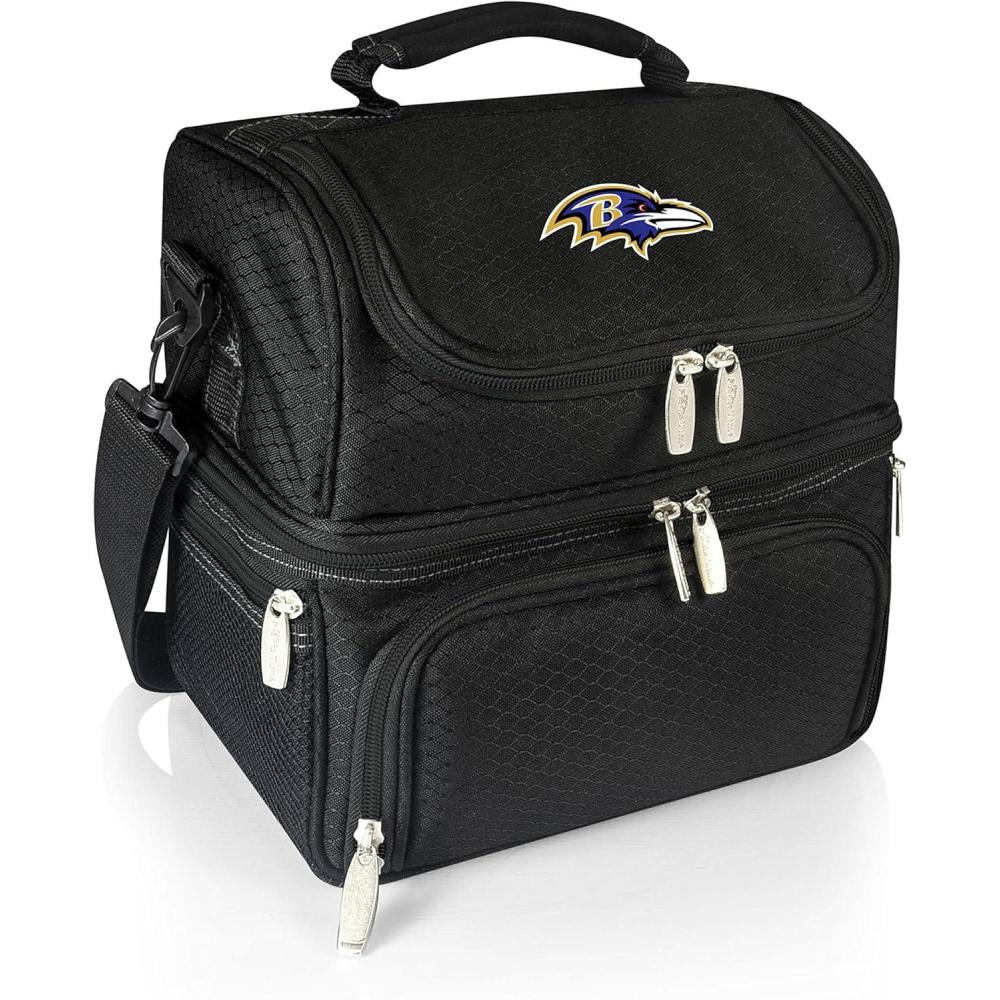 image:imagePICNIC TIME NFL unisexadult NFL Pranzo Lunch Bag Insulated Lunch Box with Picnic Set Lunch Cooler BagBaltimore Ravens Black