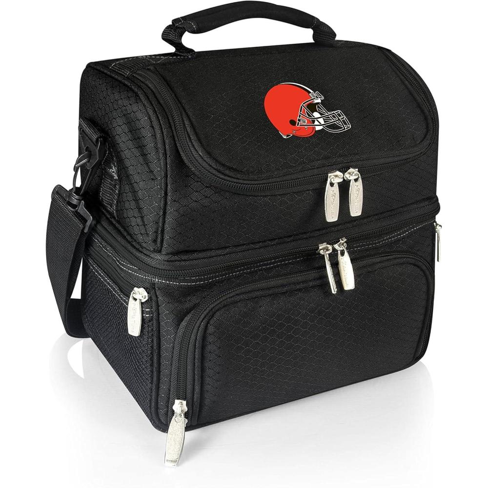 image:imagePICNIC TIME NFL unisexadult NFL Pranzo Lunch Bag Insulated Lunch Box with Picnic Set Lunch Cooler BagCleveland Browns  Black