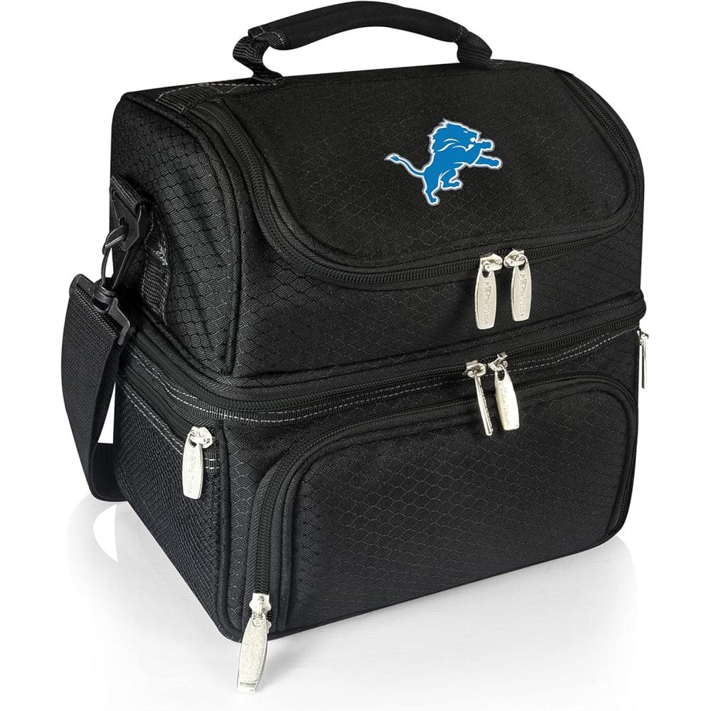 image:imagePICNIC TIME NFL unisexadult NFL Pranzo Lunch Bag Insulated Lunch Box with Picnic Set Lunch Cooler BagDetroit Lions Black
