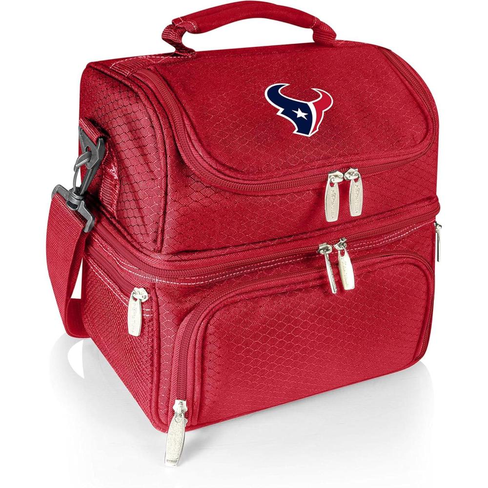 image:imagePICNIC TIME NFL unisexadult NFL Pranzo Lunch Bag Insulated Lunch Box with Picnic Set Lunch Cooler BagHouston Texans Red
