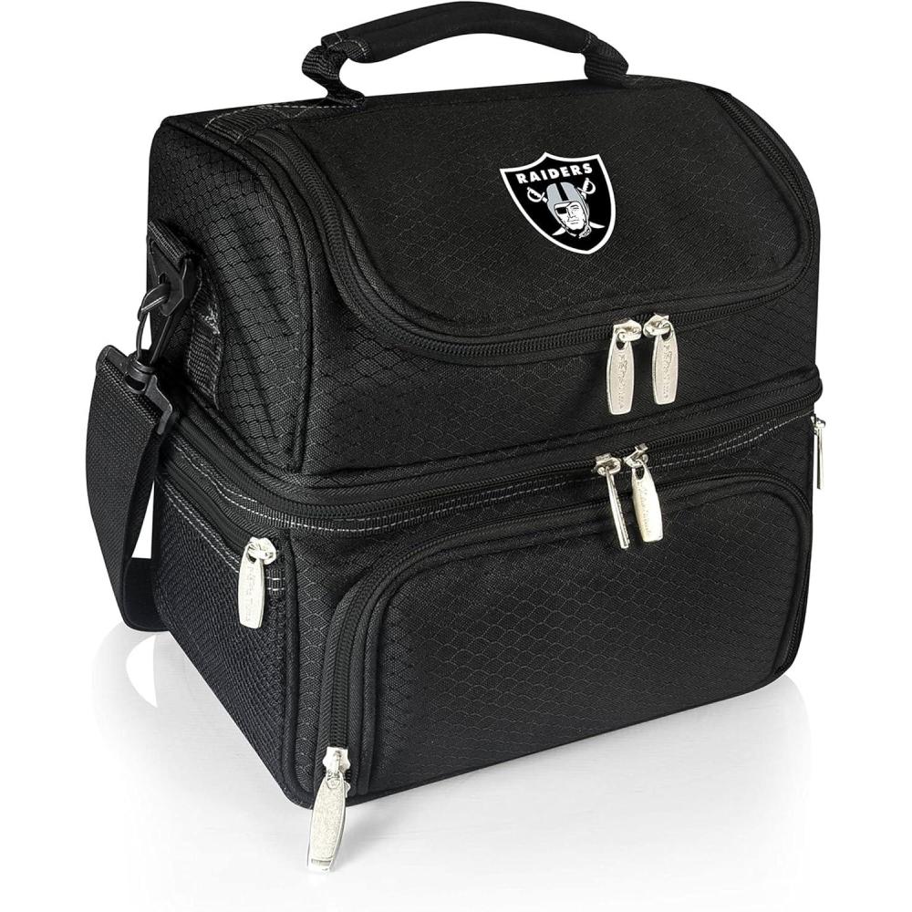 image:imagePICNIC TIME NFL unisexadult NFL Pranzo Lunch Bag Insulated Lunch Box with Picnic Set Lunch Cooler BagLas Vegas Raiders  Black