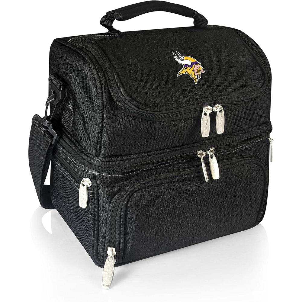 image:imagePICNIC TIME NFL unisexadult NFL Pranzo Lunch Bag Insulated Lunch Box with Picnic Set Lunch Cooler BagMinnesota Vikings  Black