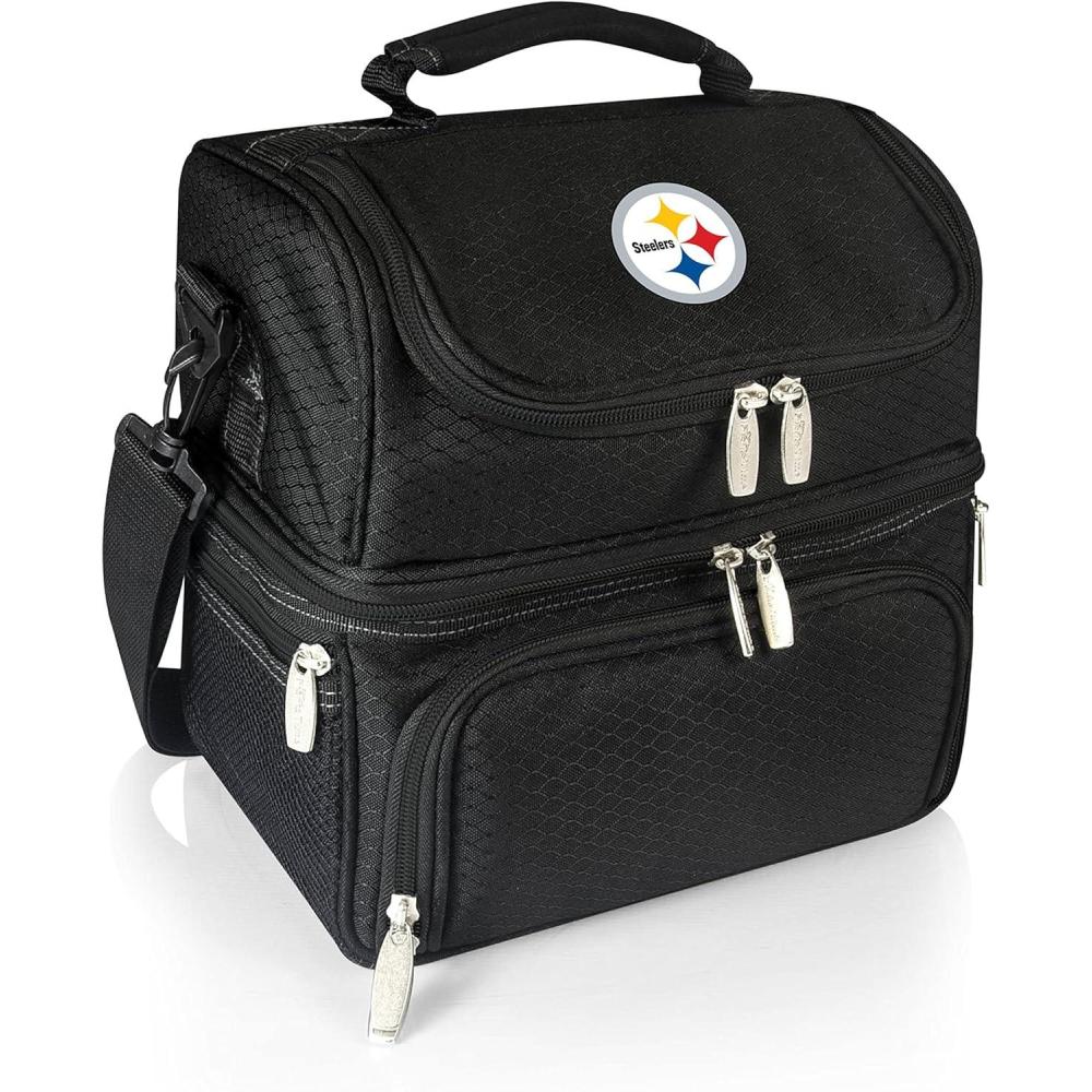 image:imagePICNIC TIME NFL unisexadult NFL Pranzo Lunch Bag Insulated Lunch Box with Picnic Set Lunch Cooler BagPittsburgh Steelers  Black