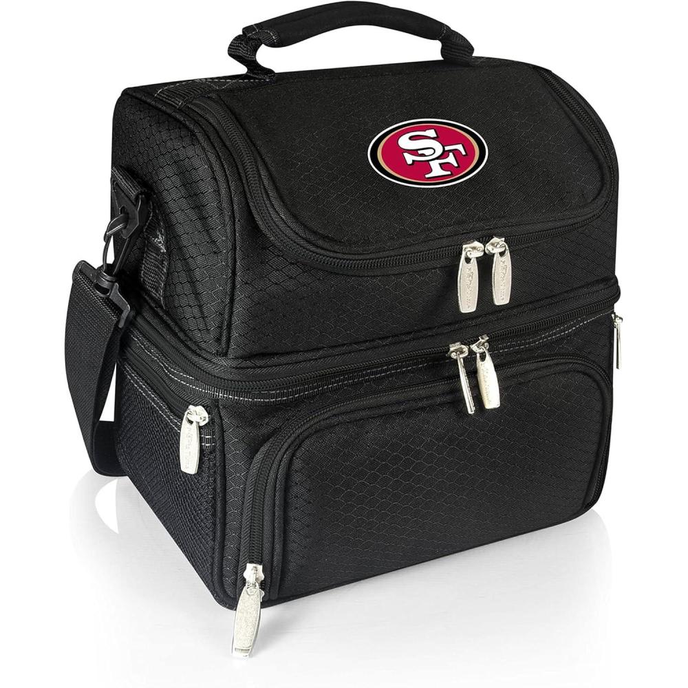 image:imagePICNIC TIME NFL unisexadult NFL Pranzo Lunch Bag Insulated Lunch Box with Picnic Set Lunch Cooler BagSan Francisco 49ers Black