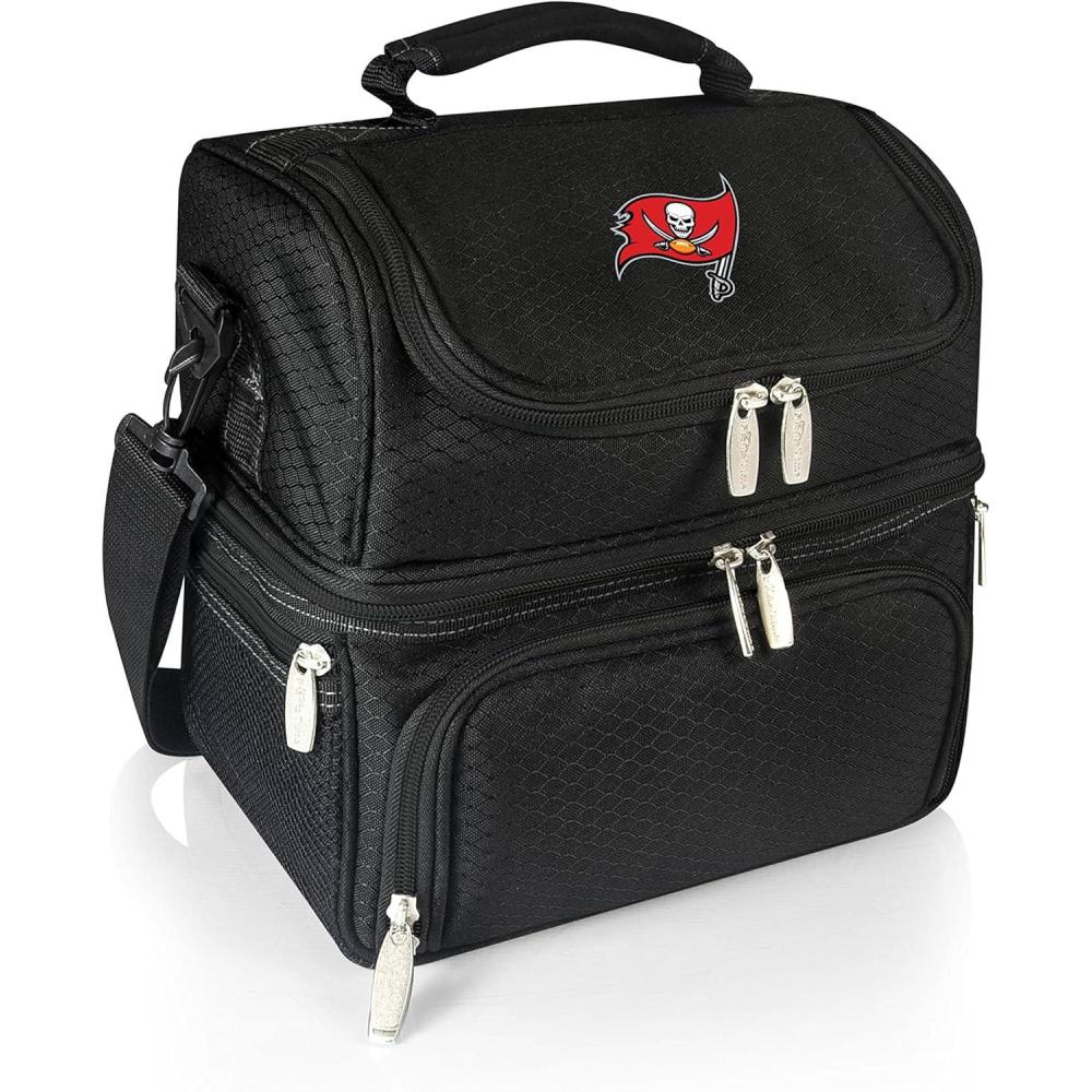 image:imagePICNIC TIME NFL unisexadult NFL Pranzo Lunch Bag Insulated Lunch Box with Picnic Set Lunch Cooler BagTampa Bay Buccaneers Black