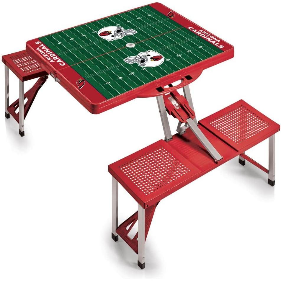 image:imagePicnic TIME NFL Football Field Folding Picnic Table Camping Table Outdoor Table with Umbrella HoleCardinal