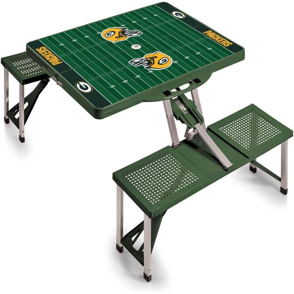 image:imagePicnic TIME NFL Football Field Folding Picnic Table Camping Table Outdoor Table with Umbrella HoleHunter Green