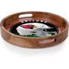 PICNIC TIME NFL Barista Serving Tray with Glass Insert, Round Acacia Wood Cheese Board, Serving Platter with Handles, (Acacia Wood)(Arizona Cardinals)