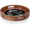 PICNIC TIME NFL Barista Serving Tray with Glass Insert, Round Acacia Wood Cheese Board, Serving Platter with Handles, (Acacia Wood)(Atlanta Falcons)