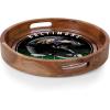 PICNIC TIME NFL Barista Serving Tray with Glass Insert, Round Acacia Wood Cheese Board, Serving Platter with Handles, (Acacia Wood)(Baltimore Ravens)