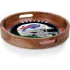 PICNIC TIME NFL Barista Serving Tray with Glass Insert, Round Acacia Wood Cheese Board, Serving Platter with Handles, (Acacia Wood)(Buffalo Bills)