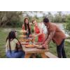 PICNIC TIME NFL Barista Serving Tray with Glass Insert, Round Acacia Wood Cheese Board, Serving Platter with Handles, (Acacia Wood)(Carolina Panthers)