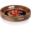 PICNIC TIME NFL Barista Serving Tray with Glass Insert, Round Acacia Wood Cheese Board, Serving Platter with Handles, (Acacia Wood)(Cincinnati Bengals)