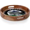 PICNIC TIME NFL Barista Serving Tray with Glass Insert, Round Acacia Wood Cheese Board, Serving Platter with Handles, (Acacia Wood)(Dallas Cowboys)