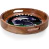 PICNIC TIME NFL Barista Serving Tray with Glass Insert, Round Acacia Wood Cheese Board, Serving Platter with Handles, (Acacia Wood)(Denver Broncos)