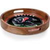 PICNIC TIME NFL Barista Serving Tray with Glass Insert, Round Acacia Wood Cheese Board, Serving Platter with Handles, (Acacia Wood)(Houston Texans)