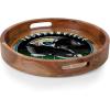 PICNIC TIME NFL Barista Serving Tray with Glass Insert, Round Acacia Wood Cheese Board, Serving Platter with Handles, (Acacia Wood)(Jacksonville Jaguars)