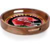 PICNIC TIME NFL Barista Serving Tray with Glass Insert, Round Acacia Wood Cheese Board, Serving Platter with Handles, (Acacia Wood)(Kansas City Chiefs)