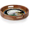 PICNIC TIME NFL Barista Serving Tray with Glass Insert, Round Acacia Wood Cheese Board, Serving Platter with Handles, (Acacia Wood)(Los Angeles Chargers)