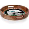 PICNIC TIME NFL Barista Serving Tray with Glass Insert, Round Acacia Wood Cheese Board, Serving Platter with Handles, (Acacia Wood)(Miami Dolphins)
