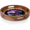 PICNIC TIME NFL Barista Serving Tray with Glass Insert, Round Acacia Wood Cheese Board, Serving Platter with Handles, (Acacia Wood)(Minnesota Vikings)