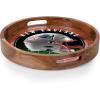PICNIC TIME NFL Barista Serving Tray with Glass Insert, Round Acacia Wood Cheese Board, Serving Platter with Handles, (Acacia Wood)(New England Patriots)