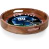 PICNIC TIME NFL Barista Serving Tray with Glass Insert, Round Acacia Wood Cheese Board, Serving Platter with Handles, (Acacia Wood)(New York Giants)