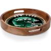 PICNIC TIME NFL Barista Serving Tray with Glass Insert, Round Acacia Wood Cheese Board, Serving Platter with Handles, (Acacia Wood)(New York Jets)