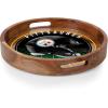 PICNIC TIME NFL Barista Serving Tray with Glass Insert, Round Acacia Wood Cheese Board, Serving Platter with Handles, (Acacia Wood)(Pittsburgh Steelers)