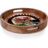 PICNIC TIME NFL Barista Serving Tray with Glass Insert, Round Acacia Wood Cheese Board, Serving Platter with Handles, (Acacia Wood)(San Francisco 49ers)