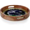 PICNIC TIME NFL Barista Serving Tray with Glass Insert, Round Acacia Wood Cheese Board, Serving Platter with Handles, (Acacia Wood)(Seattle Seahawks)