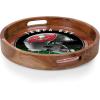 PICNIC TIME NFL Barista Serving Tray with Glass Insert, Round Acacia Wood Cheese Board, Serving Platter with Handles, (Acacia Wood)(Tampa Bay Buccaneers)