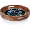 PICNIC TIME NFL Barista Serving Tray with Glass Insert, Round Acacia Wood Cheese Board, Serving Platter with Handles, (Acacia Wood)(Tennessee Titans)