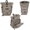 PICNIC TIME NFL Carmel Roll Top Picnic Backpack Cooler, Canvas Cooler Bag, Picnic Basket Set with Cooler Backpack, (Gray)(Cleveland Browns)